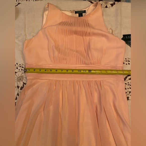 Lauren Ralph Lauren Evening Womens Blush Chiffon Gathered Party Dress Size 16 - Picture 12 of 12